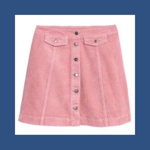 Soft pink corduroy button skirt H&M